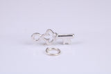 Key Charm, Traditional Charm, Made from Solid 925 Grade Sterling Silver, Complete with Attachment Link