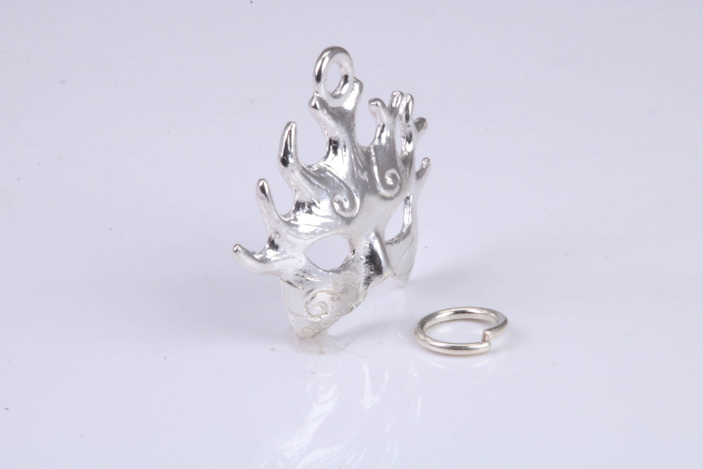 Pantomime Mask Charm, Traditional Charm, Made from Solid 925 Grade Sterling Silver, Complete with Attachment Link
