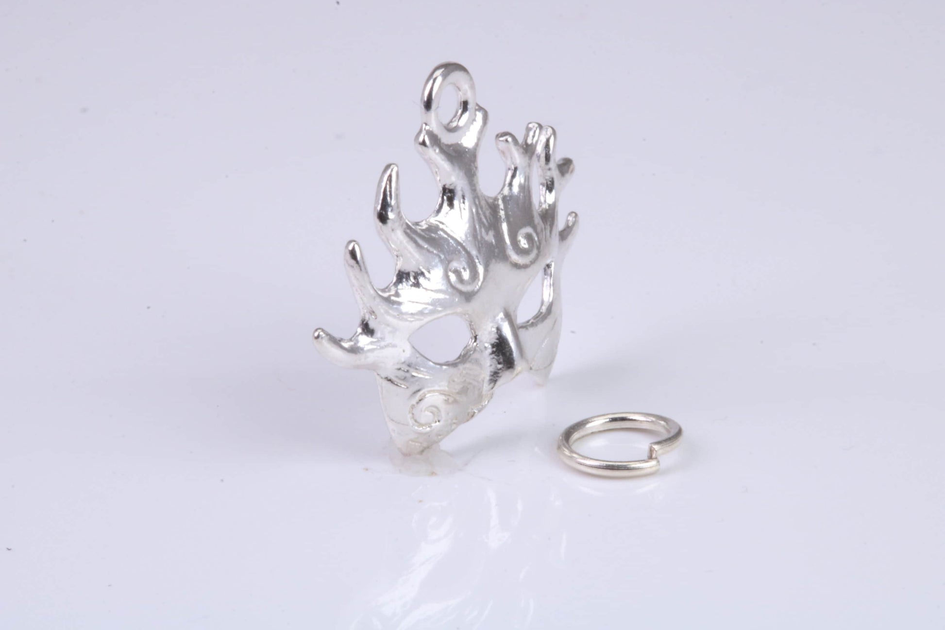 Pantomime Mask Charm, Traditional Charm, Made from Solid 925 Grade Sterling Silver, Complete with Attachment Link
