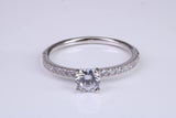 Silver C Z set Platinum and Diamond Look Ring, Perfect Promise Ring