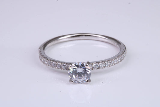 Silver C Z set Platinum and Diamond Look Ring, Perfect Promise Ring