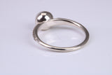 Natural 7 mm Round Pearl and Cubic Zirconia set Ring set in Solid Silver