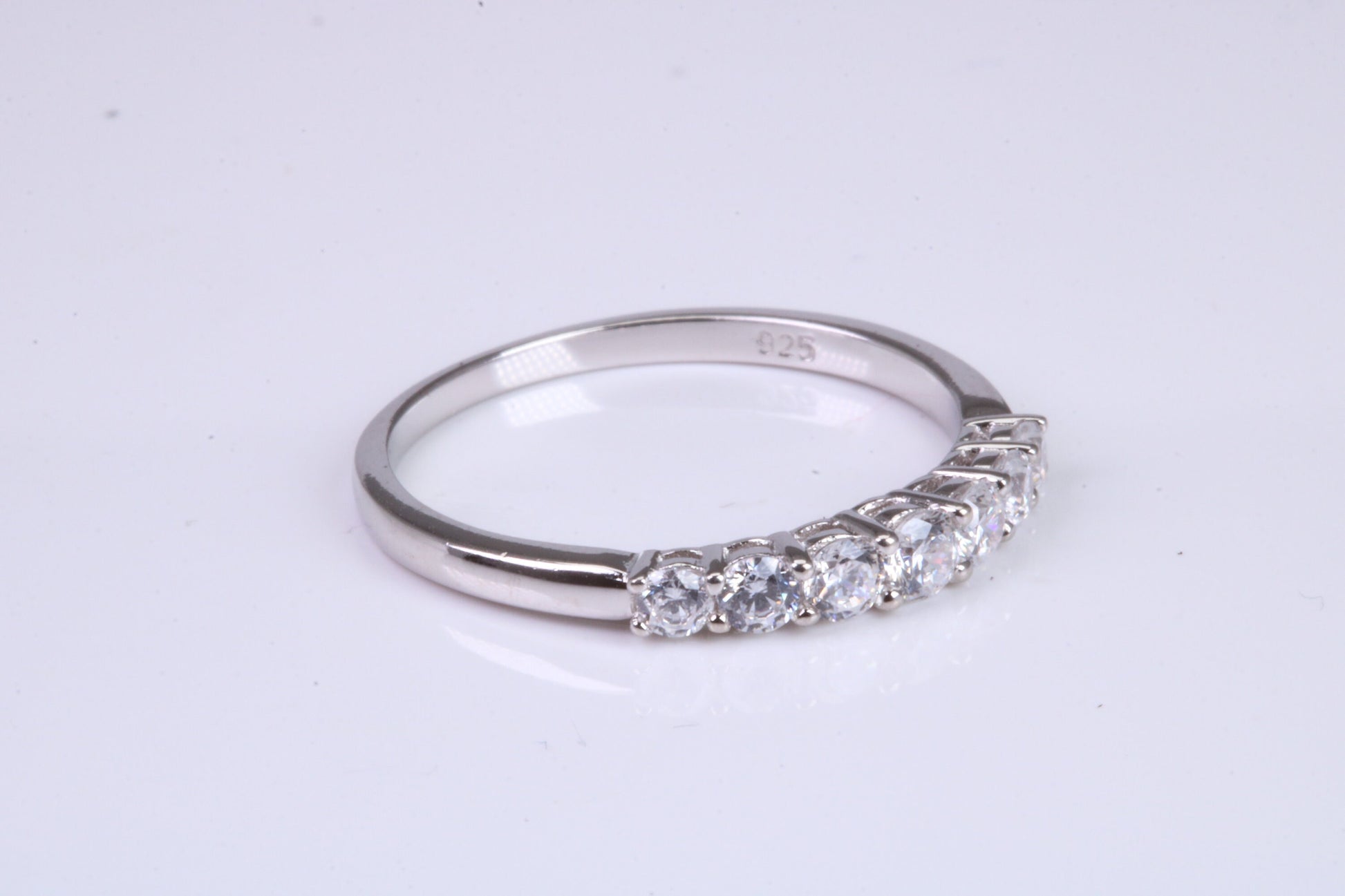 Silver C Z set Platinum and Diamond Look Eternity Ring