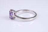 Hexagon cut Amethyst set Sterling Silver Ring, February Birthstone
