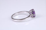 Hexagon cut Amethyst set Sterling Silver Ring, February Birthstone