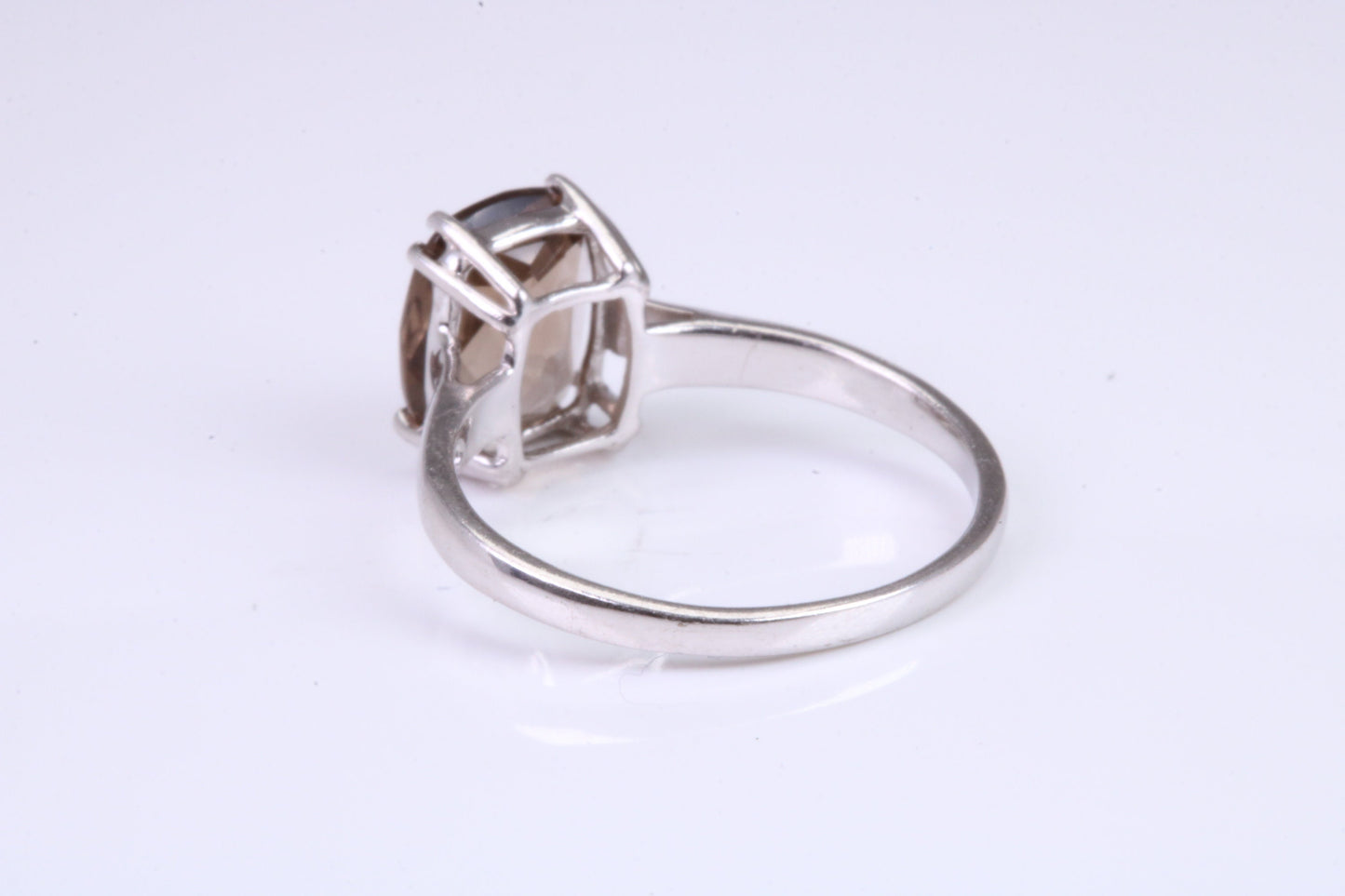 Cushion cut Smokey Quartz set Sterling Silver Ring