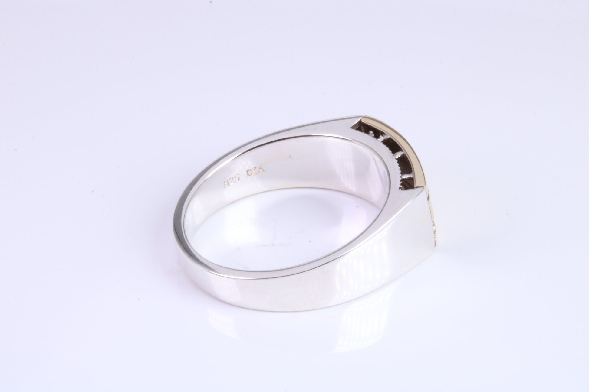 Gents Diamond set Signet Ring, Made from Yellow Gold and Silver, British Hallmarked