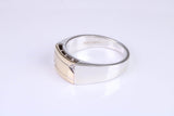 Gents Diamond set Signet Ring, Made from Yellow Gold and Silver, British Hallmarked