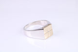 Gents Diamond set Signet Ring, Made from Yellow Gold and Silver, British Hallmarked