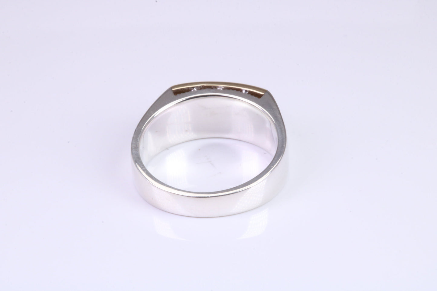 Gents Diamond Encrusted Signet Ring, Made from Yellow Gold and Silver, British Hallmarked