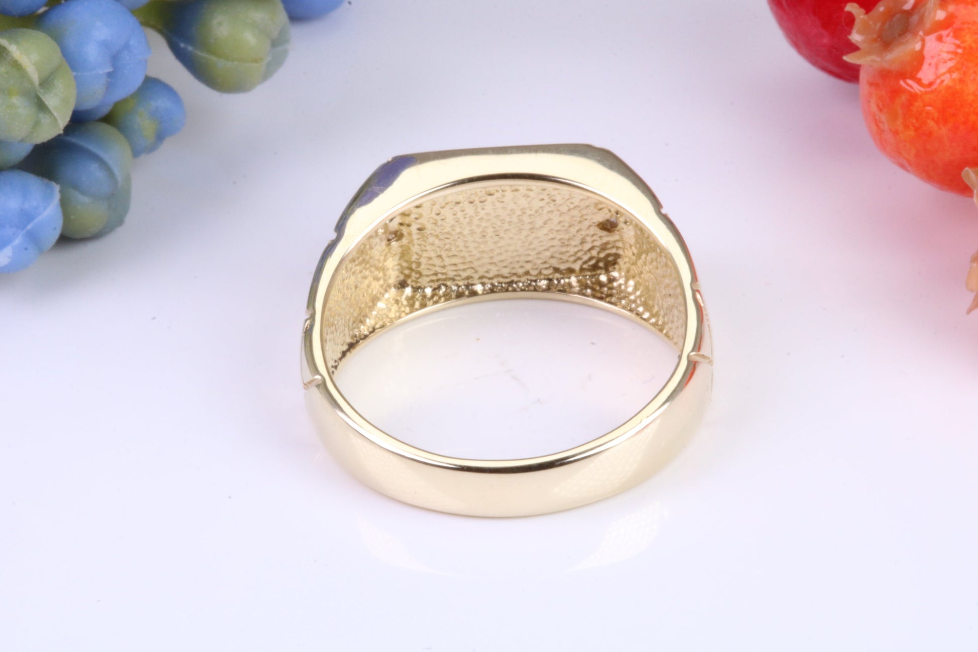 Gents Diamond and Black Onyx set Signet Ring, Made from Yellow Gold, British Hallmarked