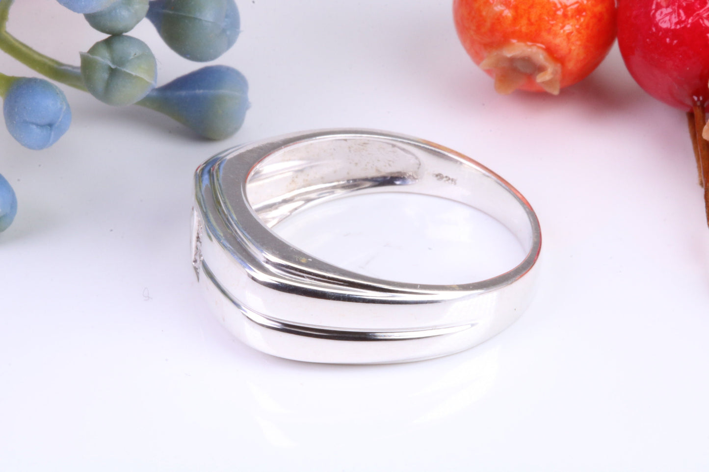 Gents Diamond set Signet Ring, Made from Solid Silver