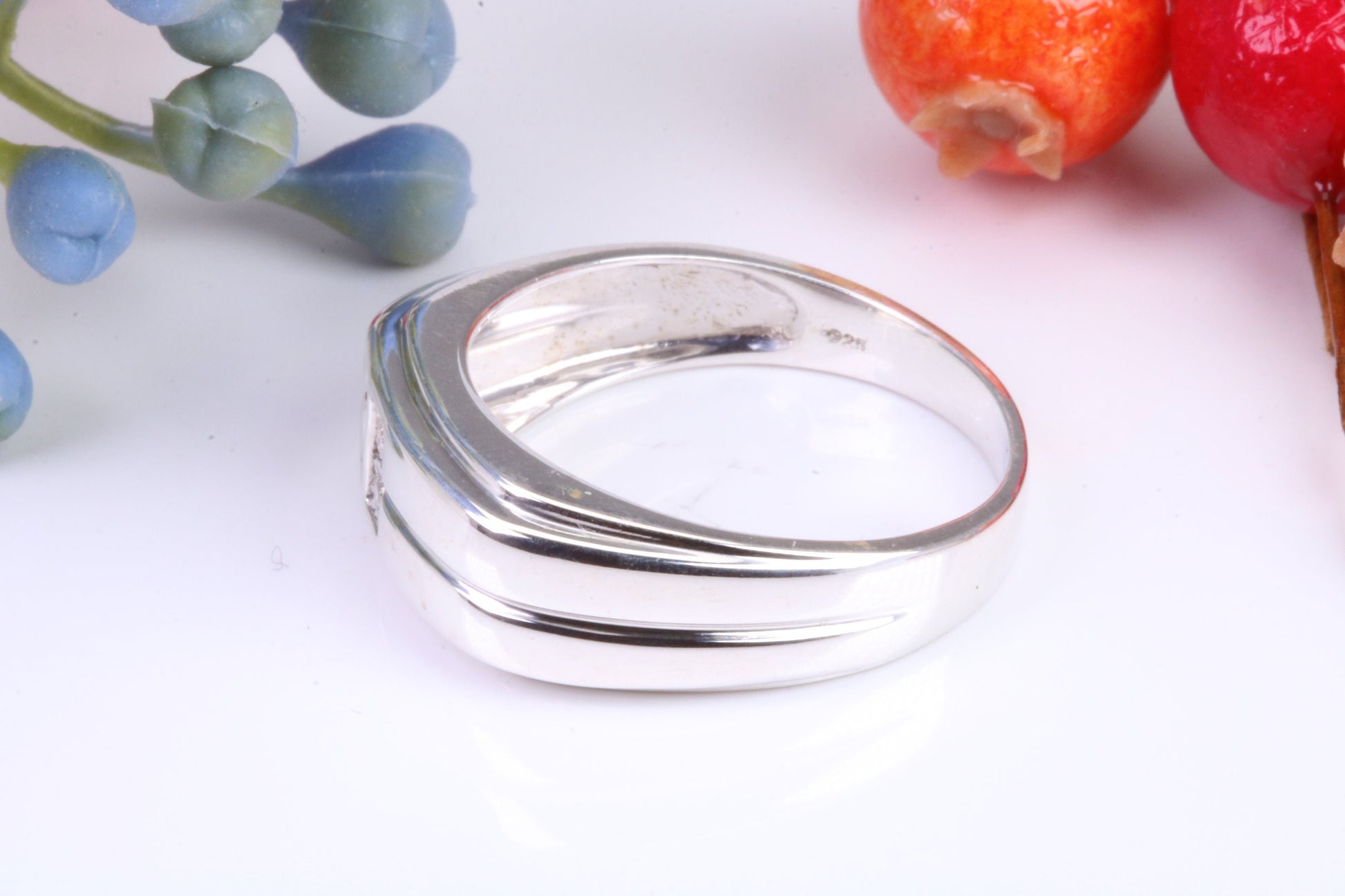 Gents Diamond set Signet Ring, Made from Solid Silver