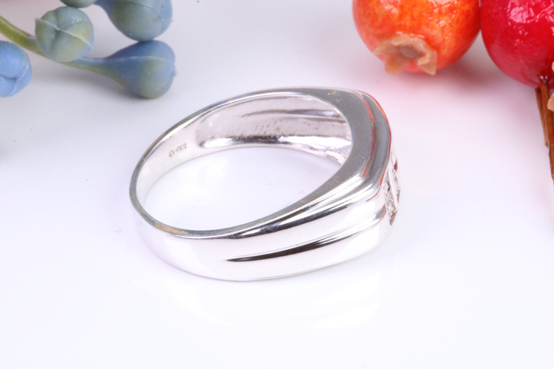 Gents Diamond set Signet Ring, Made from Solid Silver
