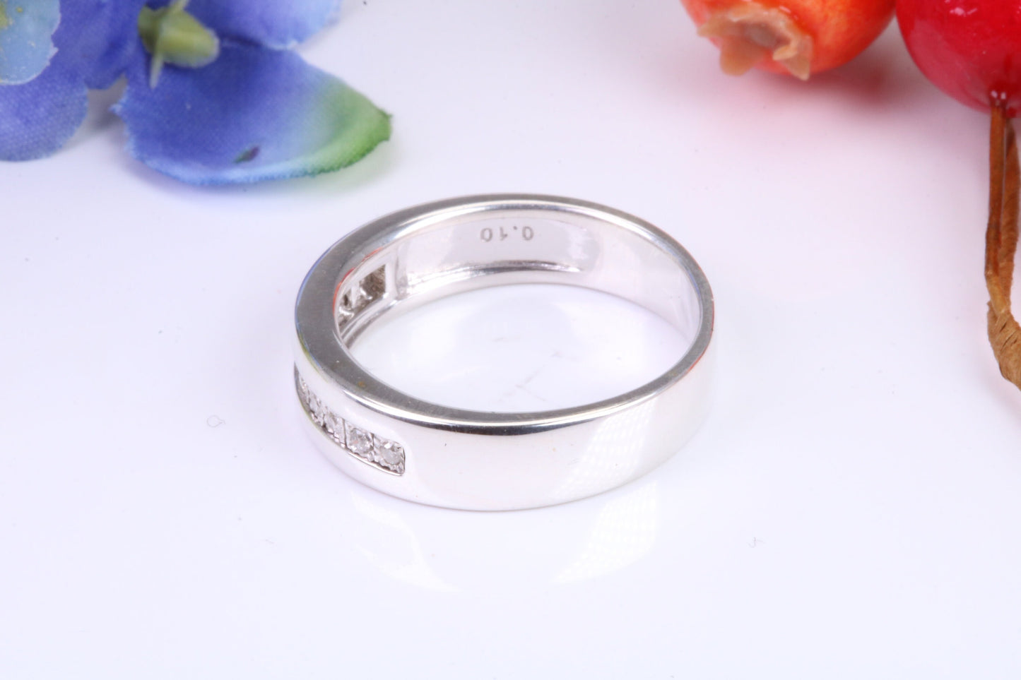 6 mm wide Diamond set Band, Perfectly suitable for Ladies or Gents, Made from Solid Silver