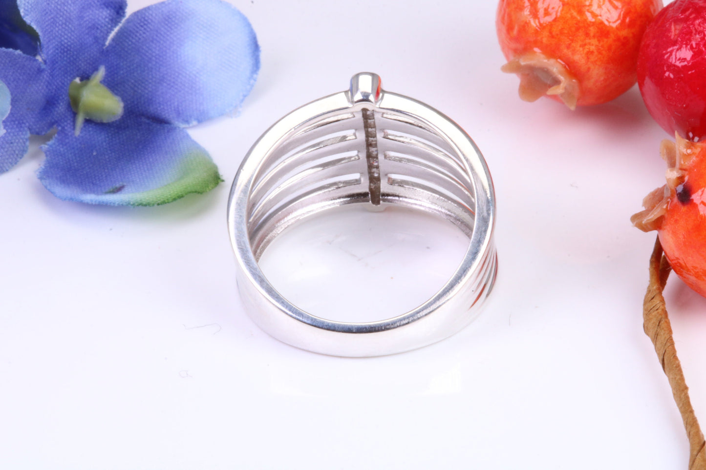 Ladies Diamond set Dress Ring, Made from Solid Silver