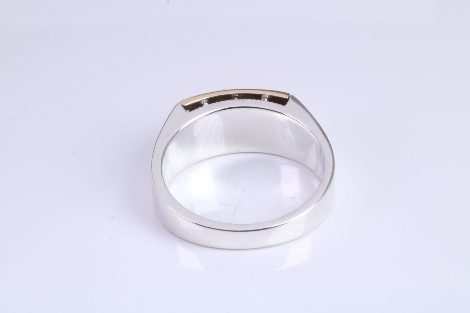Gents Diamond set Signet Ring, Made from Yellow Gold and Silver, British Hallmarked