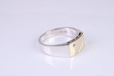 Gents Diamond set Signet Ring, Made from Yellow Gold and Silver, British Hallmarked