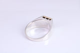 Gents Diamond set Signet Ring, Made from Yellow Gold and Silver, British Hallmarked