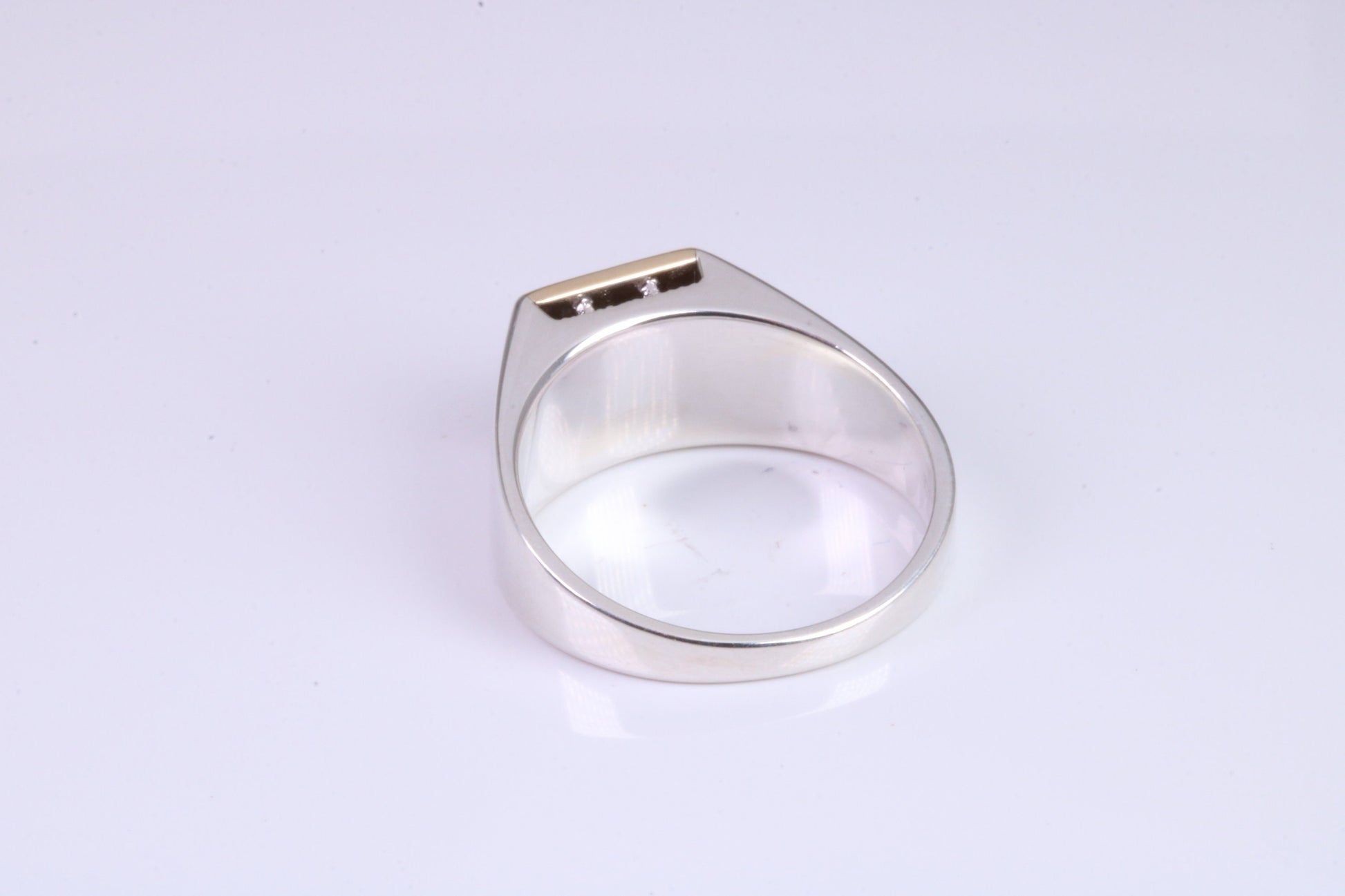 Gents Diamond set Signet Ring, Made from Yellow Gold and Silver, British Hallmarked