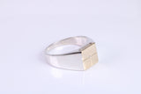Gents Diamond set Signet Ring, Made from Yellow Gold and Silver, British Hallmarked