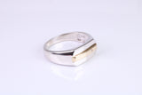 Gents Diamond set Signet Ring, Made from Yellow Gold and Silver, British Hallmarked