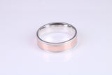 Gents 6 mm wide 9ct Rose Gold and Silver Band, Made from Rose Gold and Silver, British Hallmarked