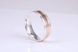 Gents 6 mm wide 9ct Rose Gold and Silver Band, Made from Rose Gold and Silver, British Hallmarked