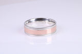 Gents 6 mm wide 9ct Rose Gold and Silver Band, Made from Rose Gold and Silver, British Hallmarked