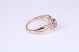 Amethyst and Diamonds set Yellow Gold ring, Natural oval cut Amethyst and natural Diamonds, British hallmarked