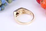 Gents Diamond and Black Onyx set Signet Ring, Made from Yellow Gold, British Hallmarked