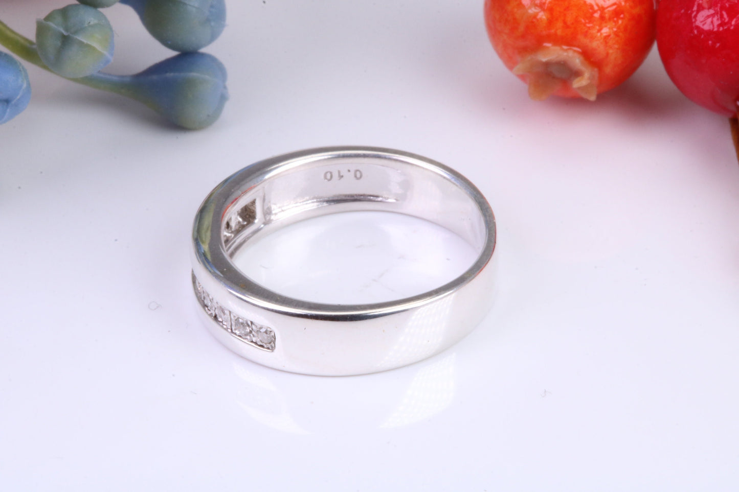 6 mm wide Diamond set Band, Perfectly suitable for Ladies or Gents, Made from Solid Silver