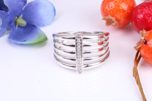 Ladies Diamond set Dress Ring, Made from Solid Silver