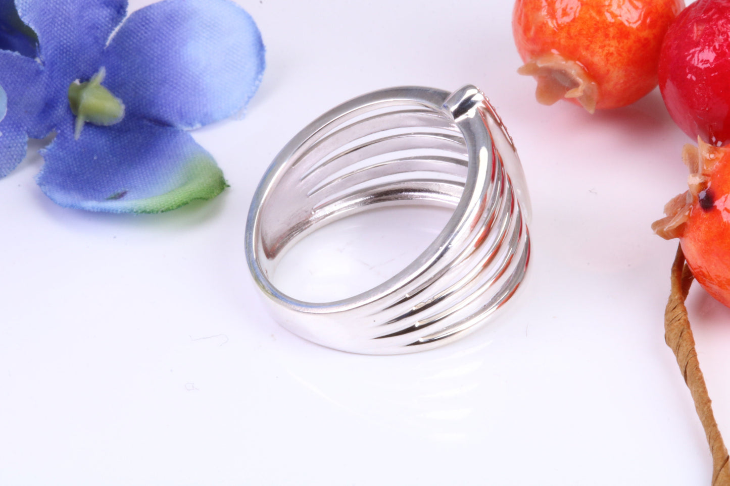 Ladies Diamond set Dress Ring, Made from Solid Silver