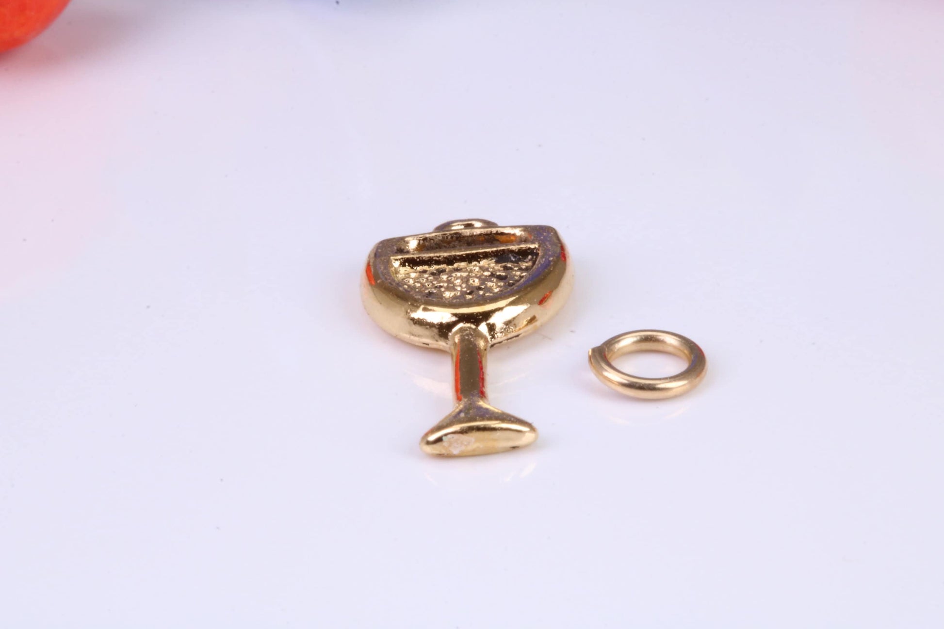 Wine Glass Charm, Traditional Charm, Made from Solid Yellow Gold, British Hallmarked, Complete with Attachment Link