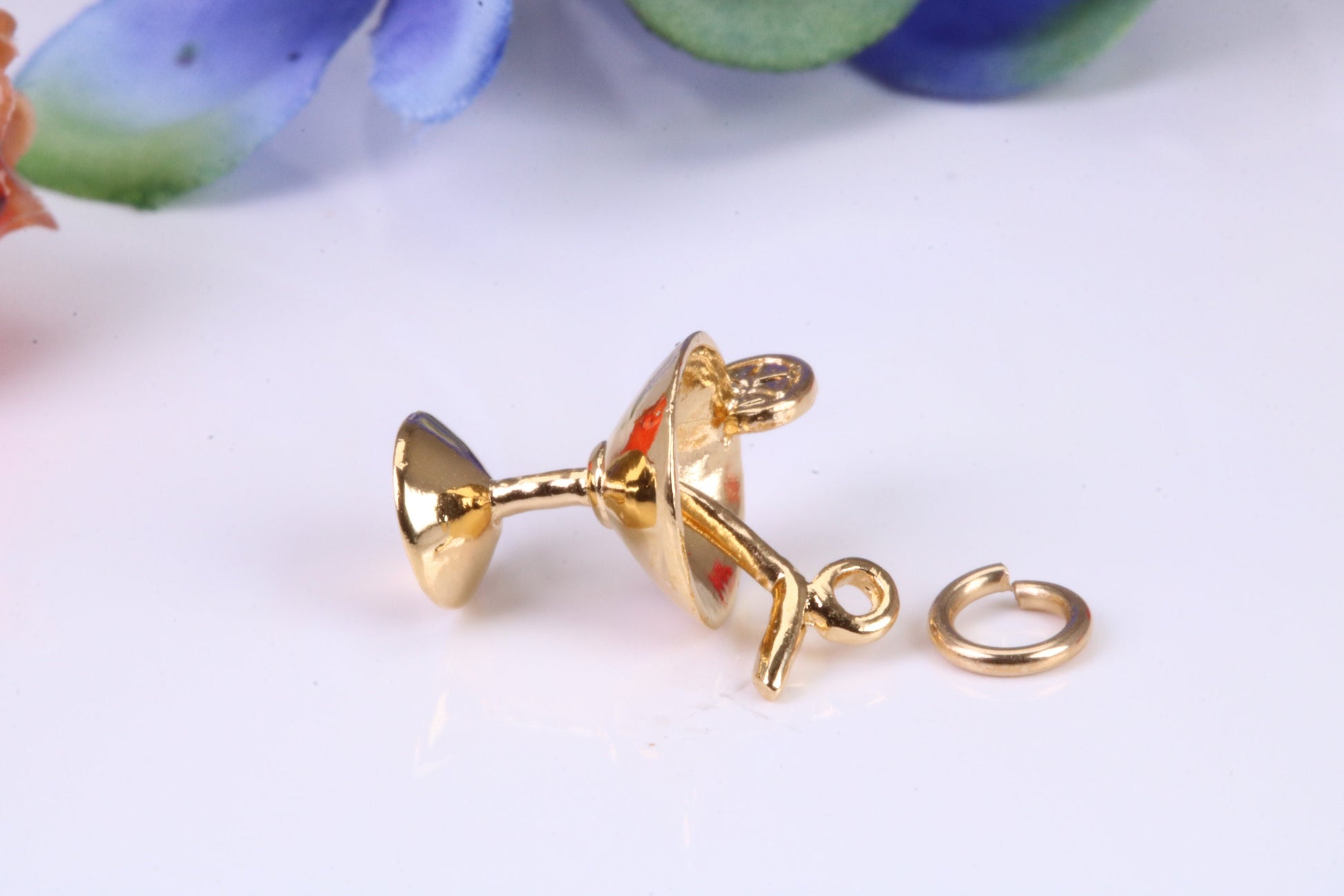 Cocktail Glass Charm, Traditional Charm, Made from Solid Yellow Gold, British Hallmarked, Complete with Attachment Link