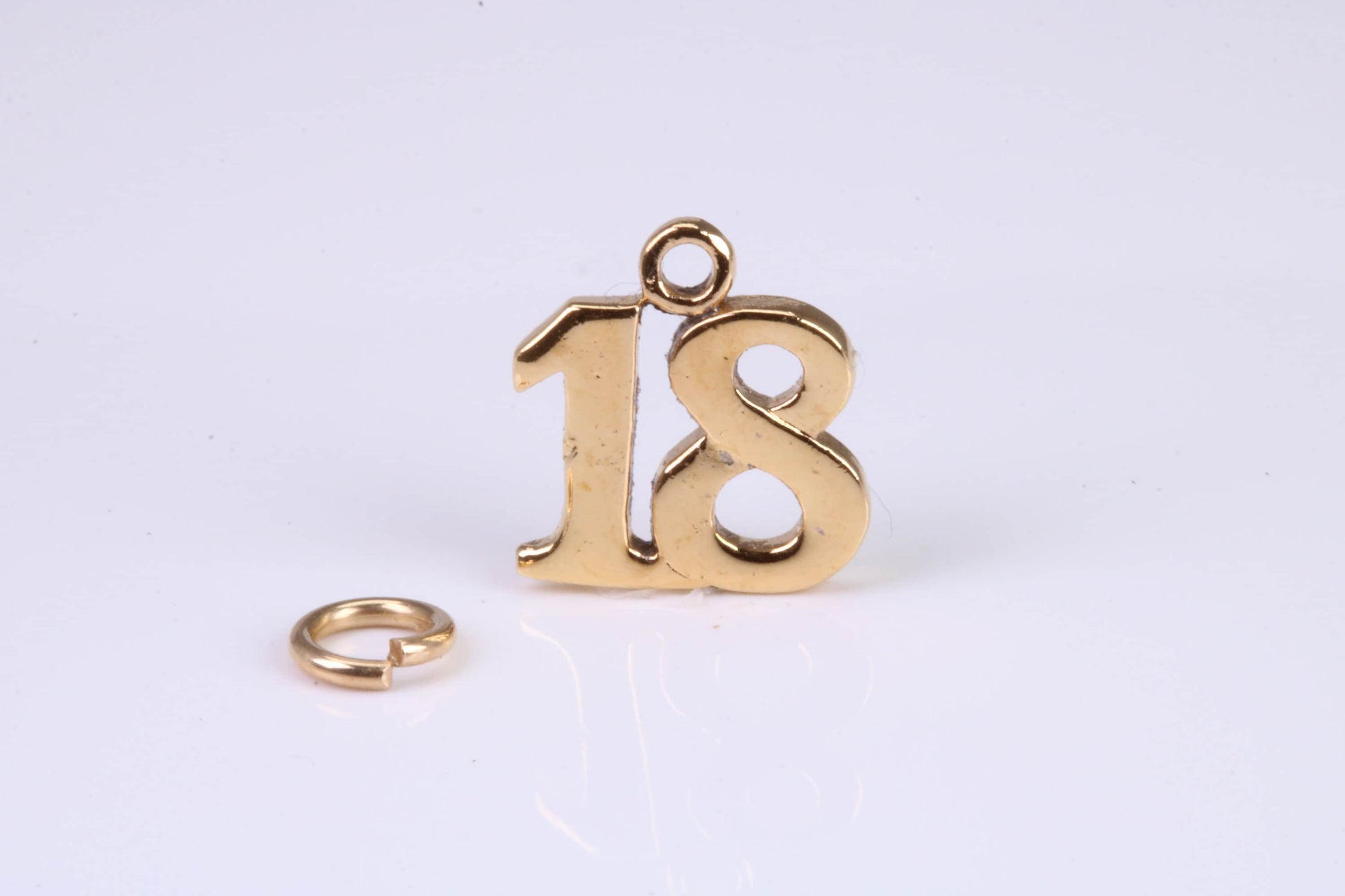 18th Birthday Charm, Traditional Charm, Made from Solid Yellow Gold, British Hallmarked, Complete with Attachment Link