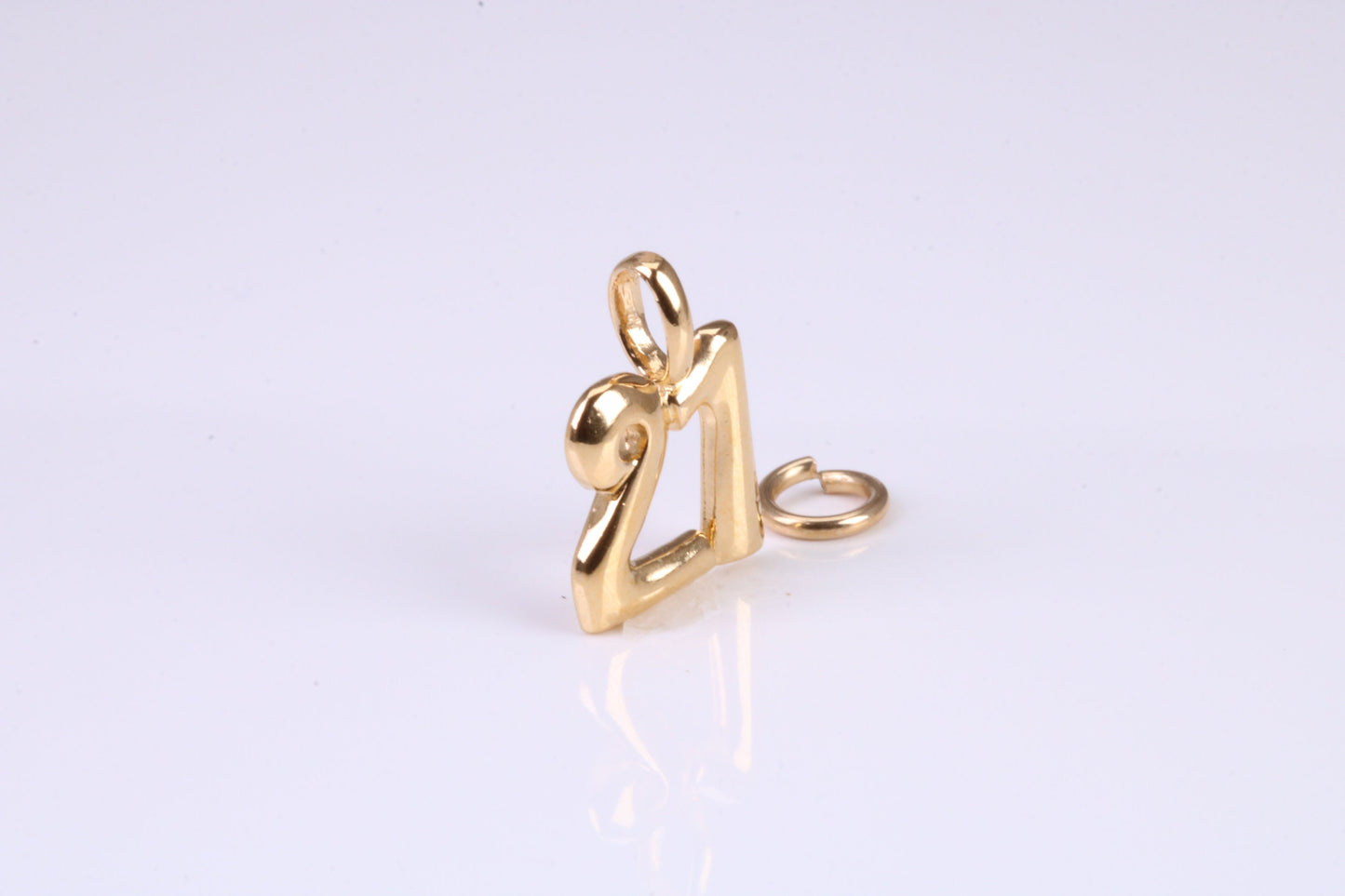 21st Birthday Charm, Traditional Charm, Made from Solid Yellow Gold, British Hallmarked, Complete with Attachment Link