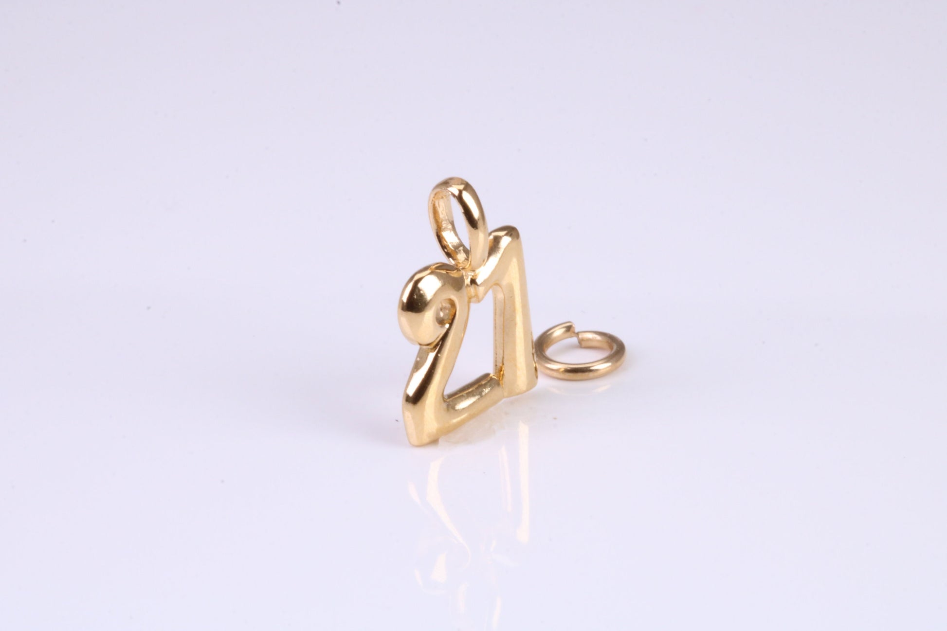 21st Birthday Charm, Traditional Charm, Made from Solid Yellow Gold, British Hallmarked, Complete with Attachment Link