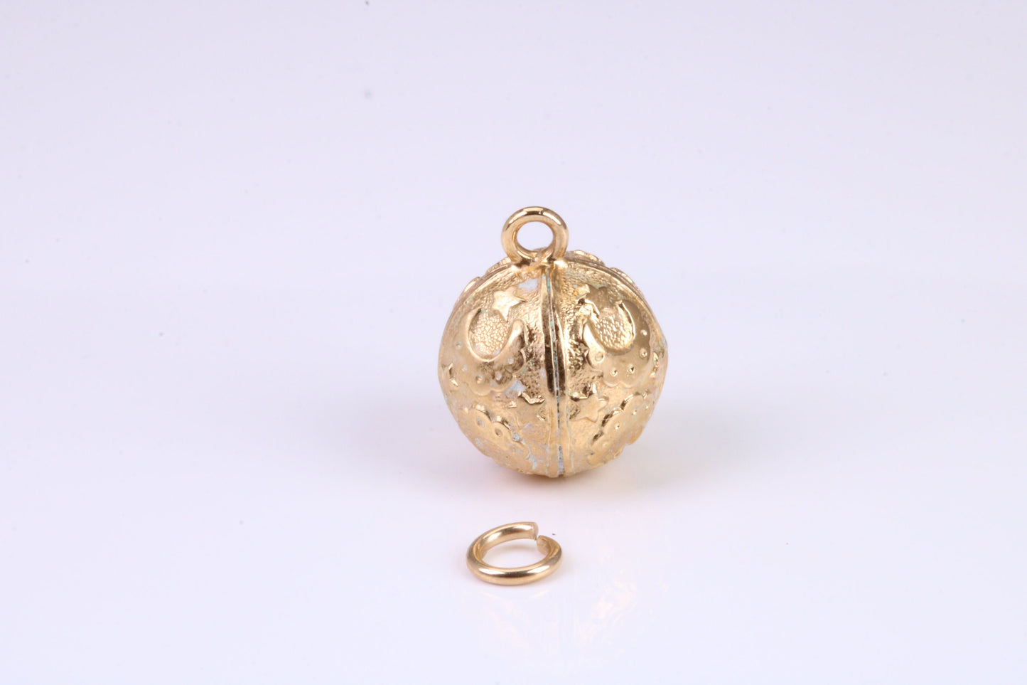 Moon and Star Sphere Charm, Traditional Charm, Made from Solid Yellow Gold, British Hallmarked, Complete with Attachment Link