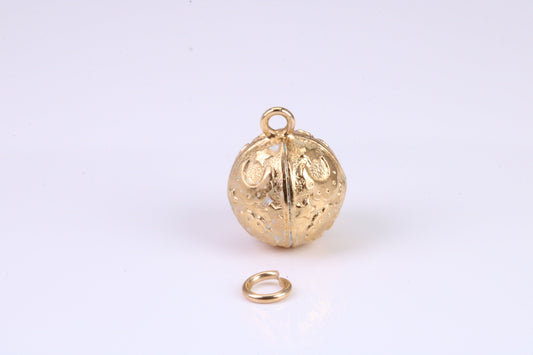 Moon and Star Sphere Charm, Traditional Charm, Made from Solid Yellow Gold, British Hallmarked, Complete with Attachment Link