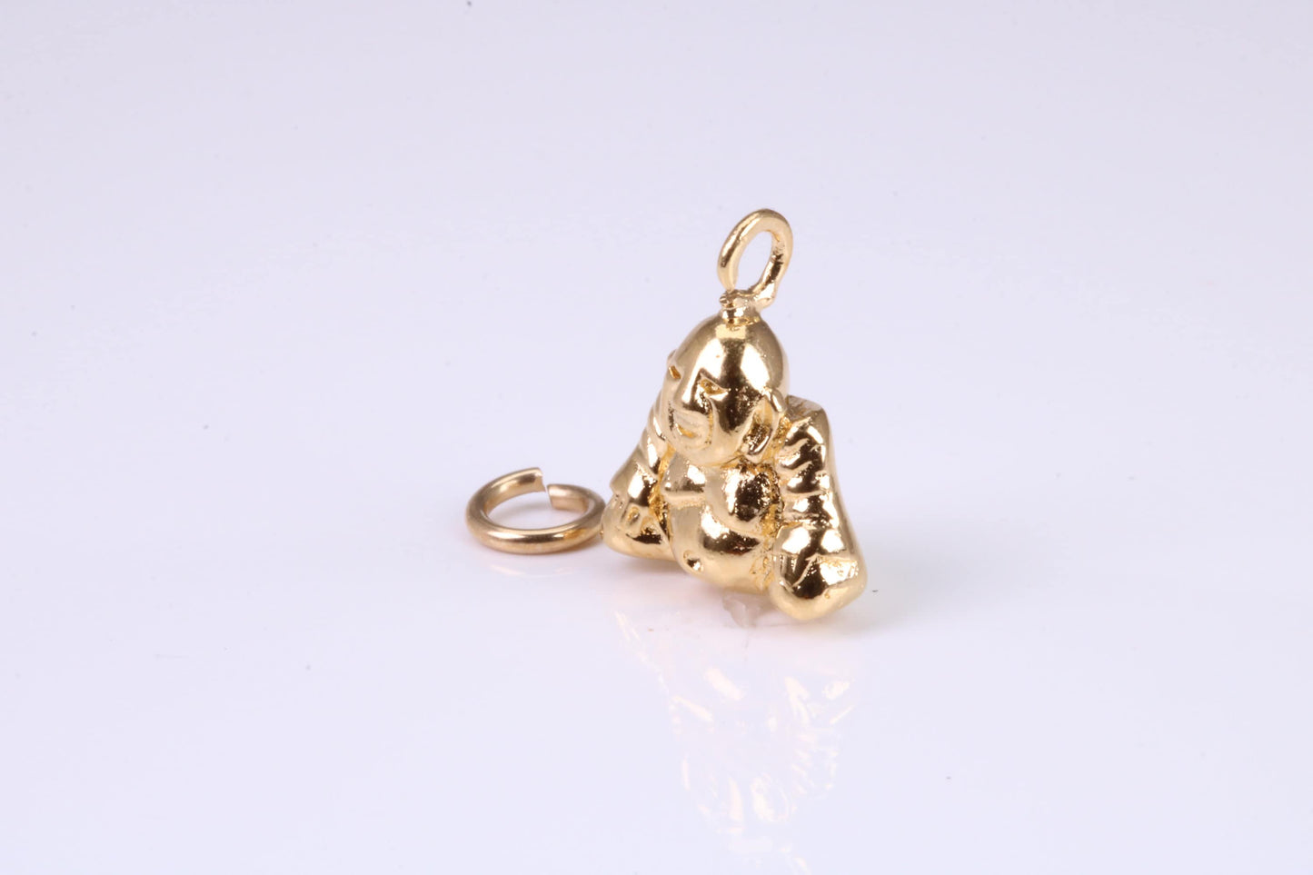 Buddha Charm, Traditional Charm, Made from Solid Yellow Gold, British Hallmarked, Complete with Attachment Link