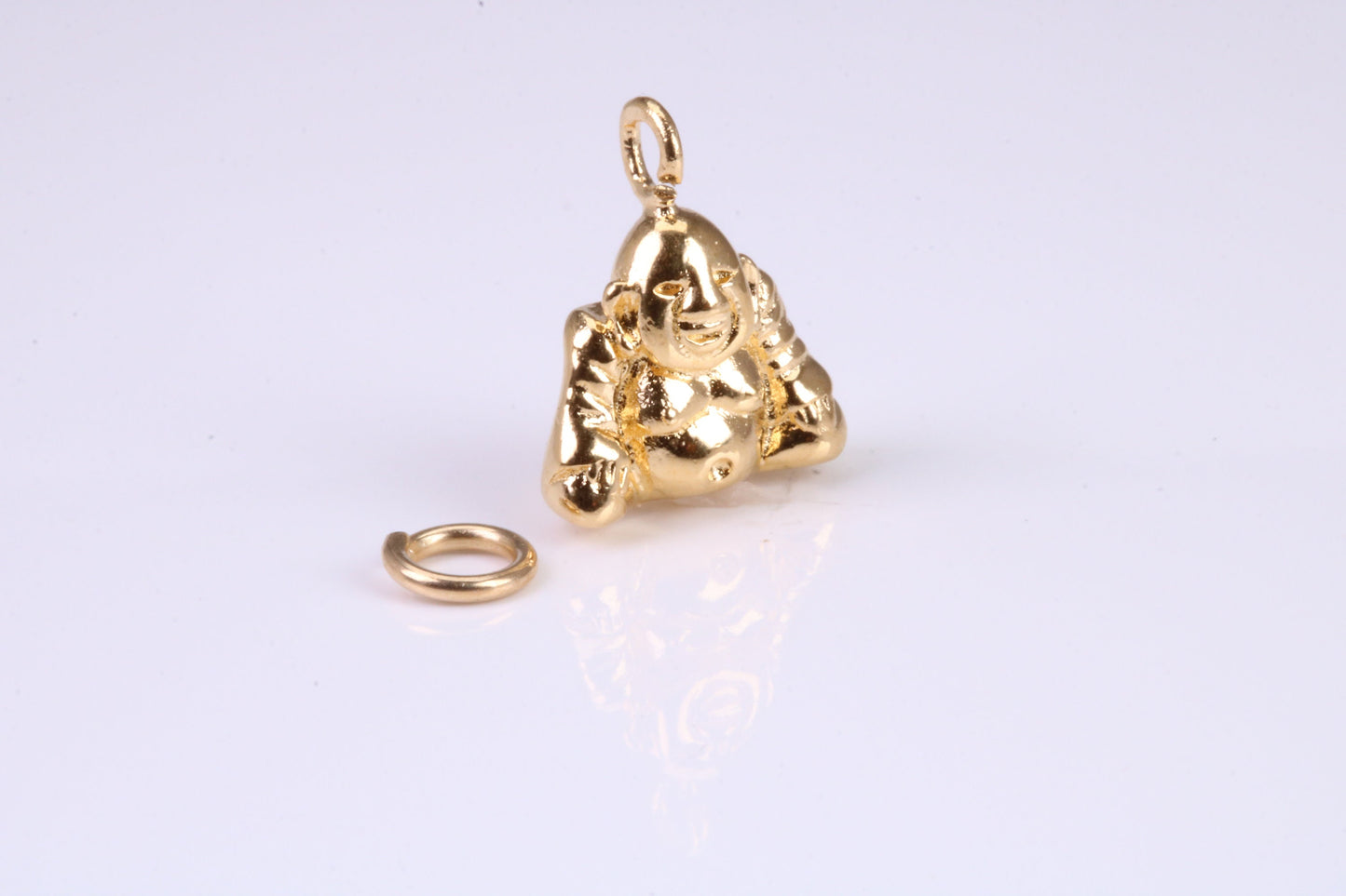 Buddha Charm, Traditional Charm, Made from Solid Yellow Gold, British Hallmarked, Complete with Attachment Link