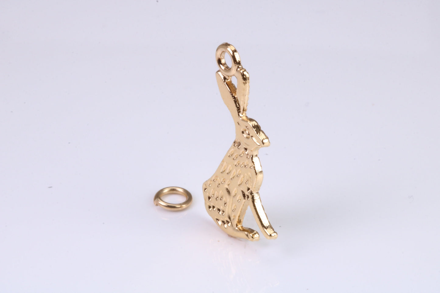 Hare Charm, Traditional Charm, Made from Solid Yellow Gold, British Hallmarked, Complete with Attachment Link