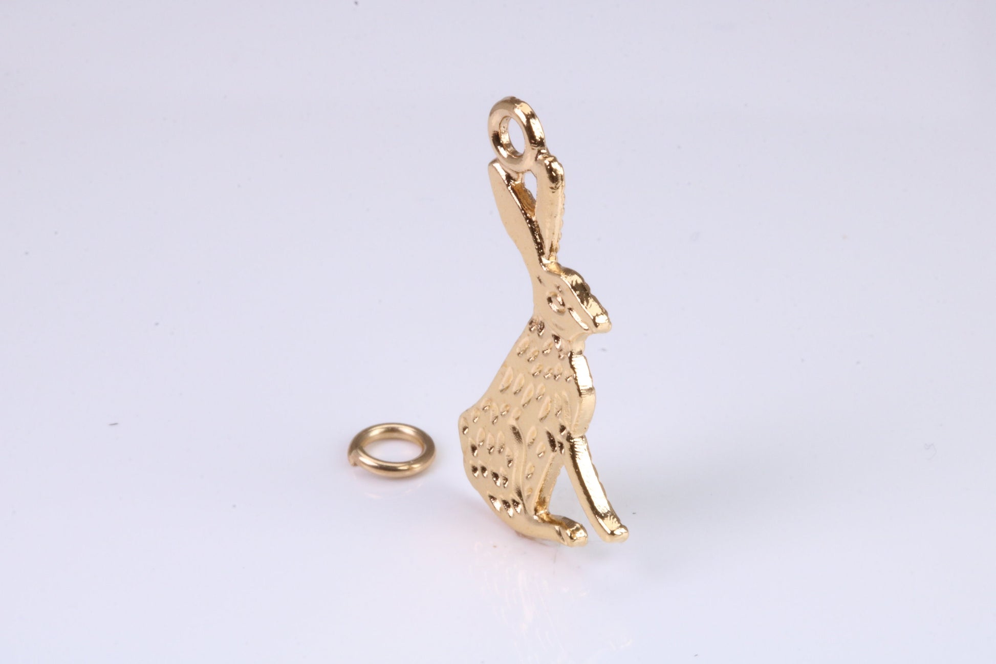 Hare Charm, Traditional Charm, Made from Solid Yellow Gold, British Hallmarked, Complete with Attachment Link