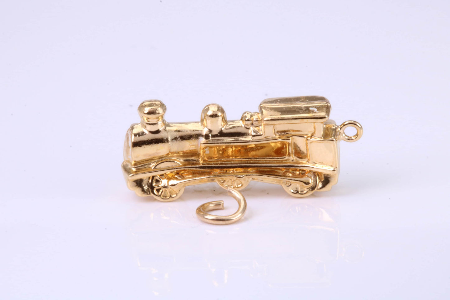 Train Charm, Traditional Charm, Made from Solid Yellow Gold, British Hallmarked, Complete with Attachment Link