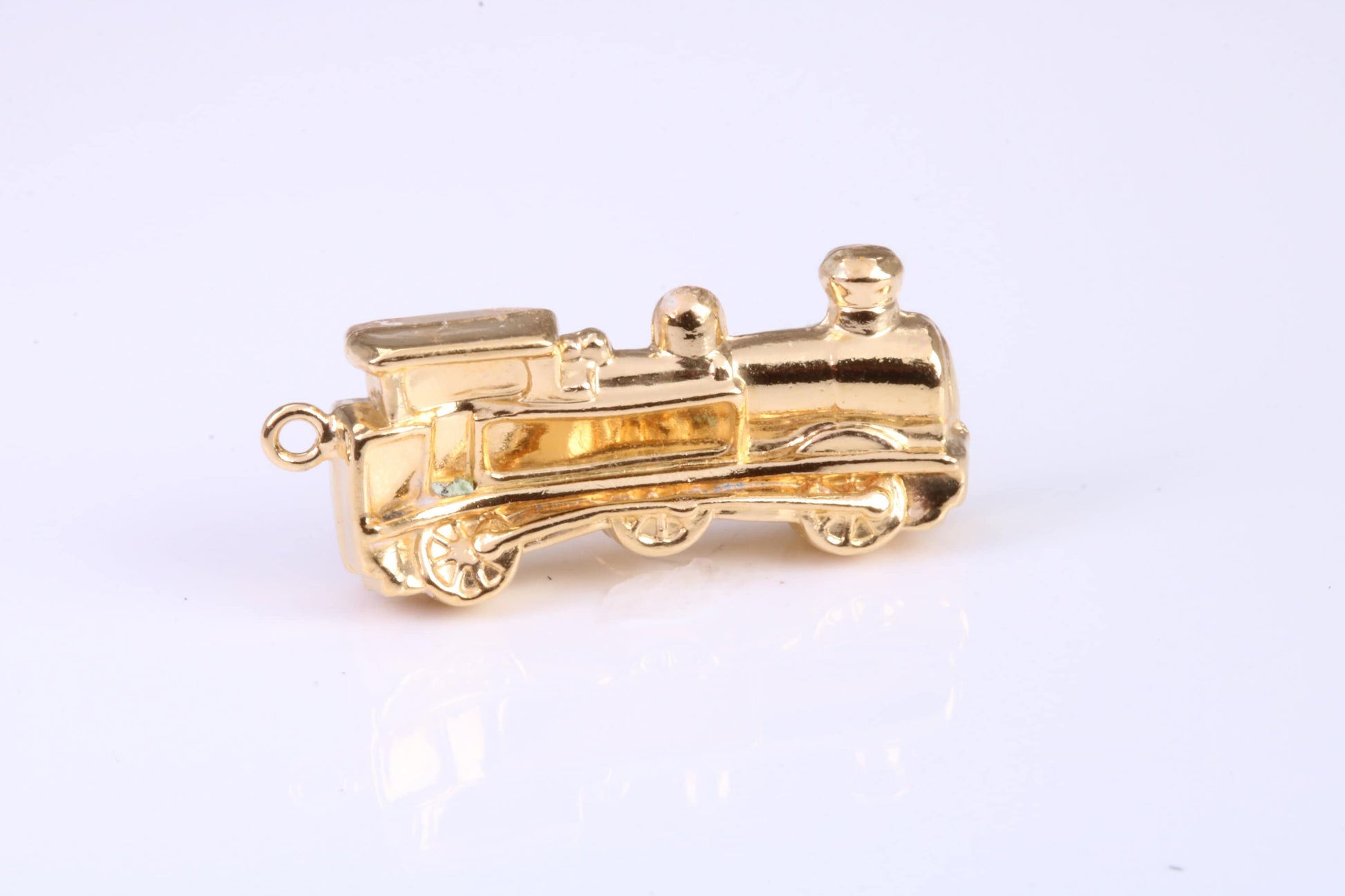Train Charm, Traditional Charm, Made from Solid Yellow Gold, British Hallmarked, Complete with Attachment Link