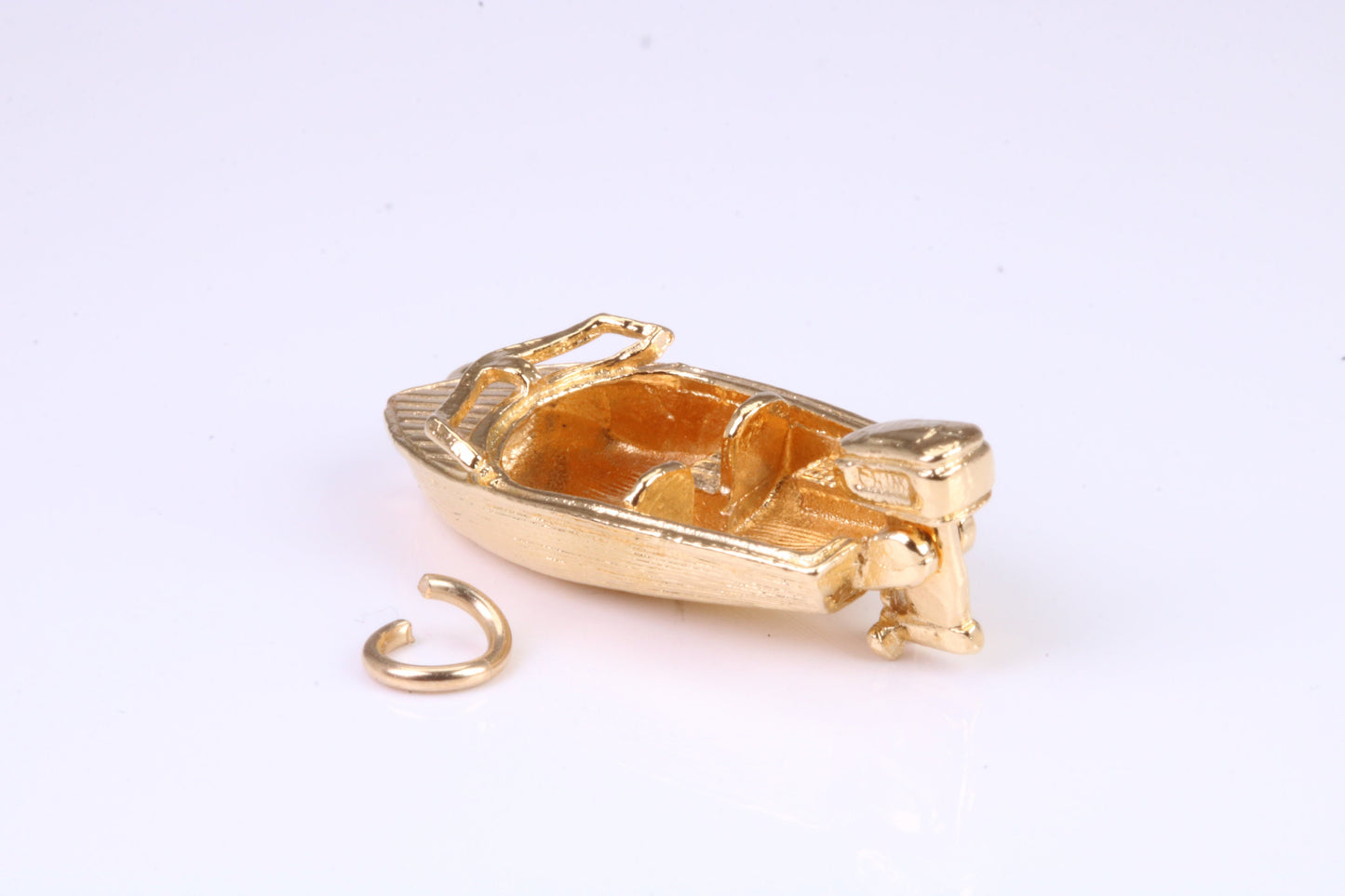 Speed Boat Charm, Traditional Charm, Made from Solid Yellow Gold, British Hallmarked, Complete with Attachment Link