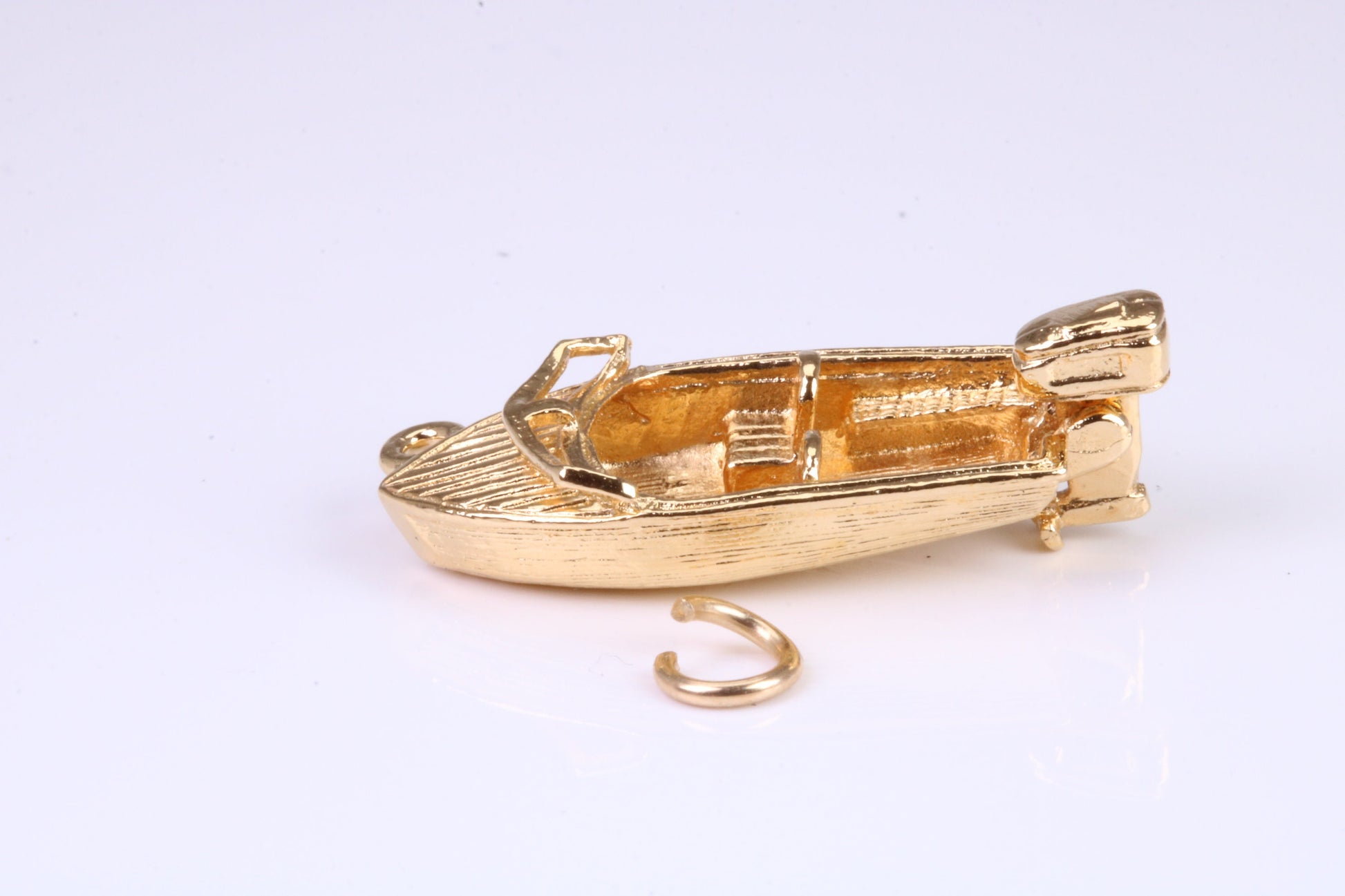 Speed Boat Charm, Traditional Charm, Made from Solid Yellow Gold, British Hallmarked, Complete with Attachment Link