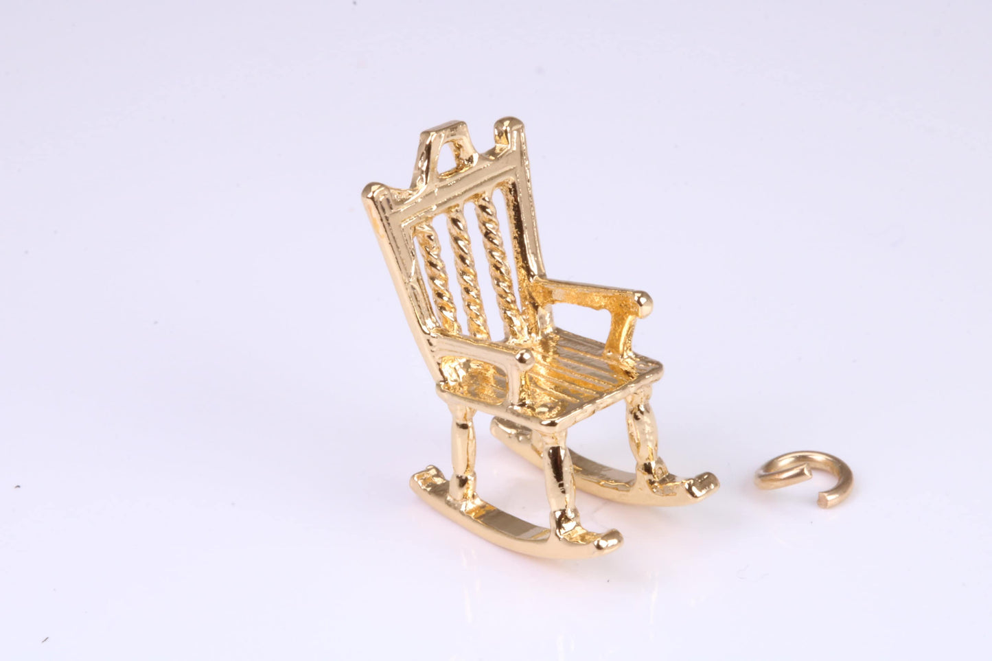 Rocking Chair Charm, Traditional Charm, Made from Solid Yellow Gold, British Hallmarked, Complete with Attachment Link
